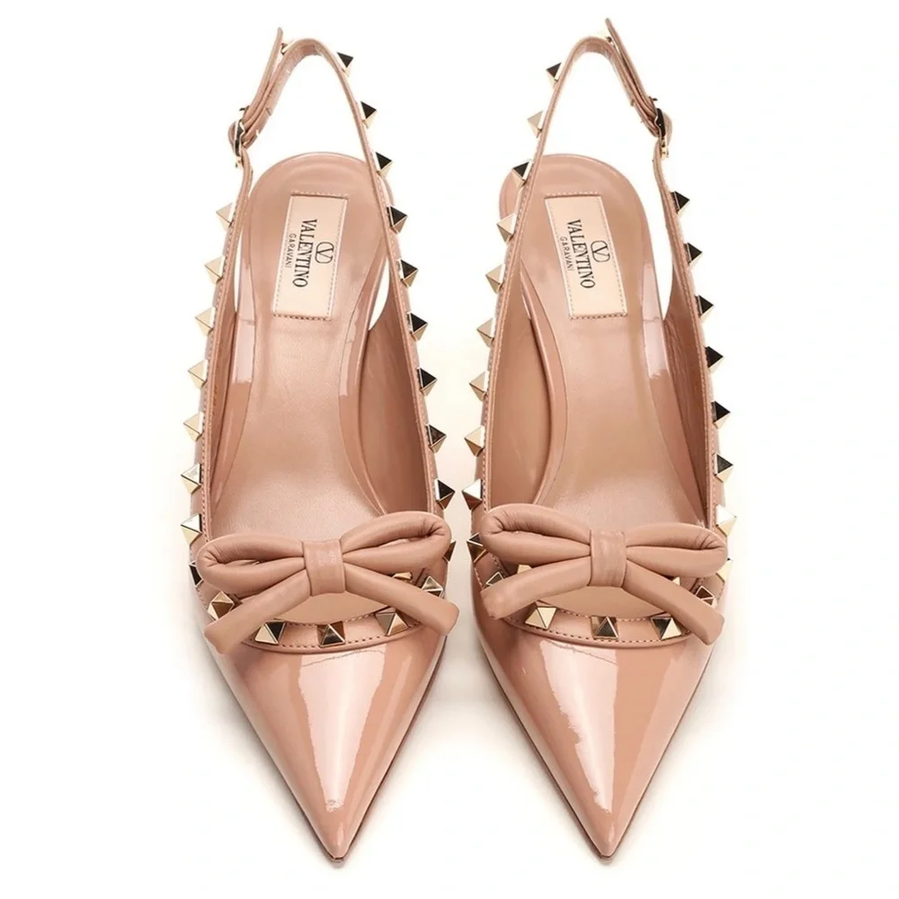 Valentino Garavani rock stud 60 patent leather sling back pumps size 38